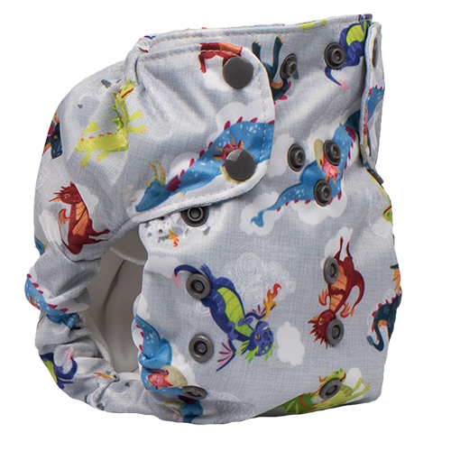 Smart Bottoms - Dream Diaper 2.0 cloth diaper - Dragon Dreams print - organic cotton cloth diaper - cute dragons cloth diaper