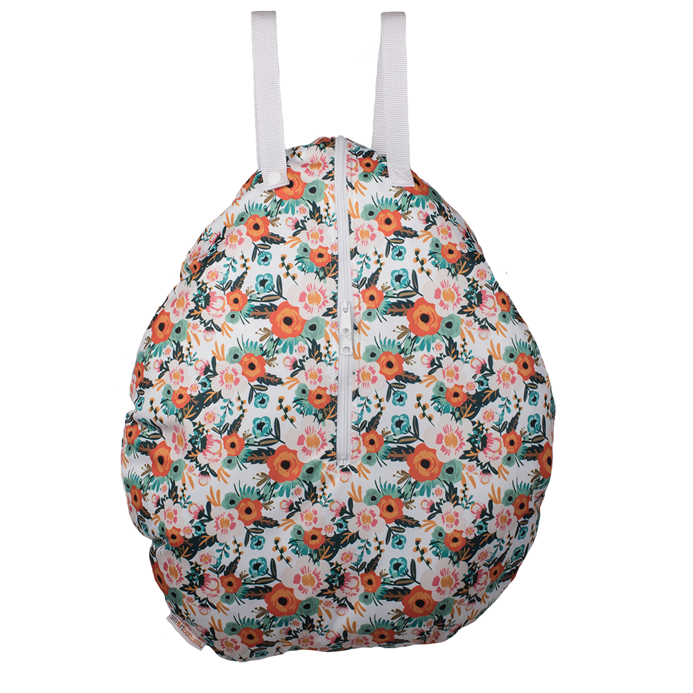 Smart Bottoms - Hanging Wet Bag - cloth diaper storage bag - waterproof cloth diaper bag - Ginny print - orange poppy floral print