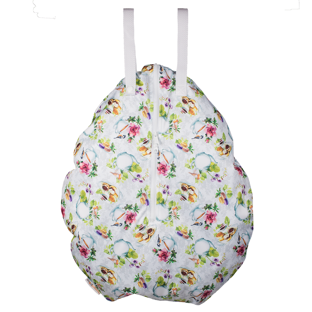 Smart Bottoms - hanging wet bag - Tea Party - English tea time print cloth diaper bag - waterproof cloth diaper bag