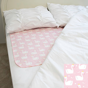 Mattress Pad - Swan Princess - smart bottoms - Pink swan mattress pad - absorbent mattress pad protector