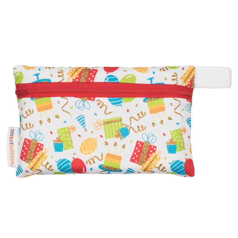Smart Bottoms - Mini Wet Bag - Birthday Party - Balloons and streamers party print waterproof bag