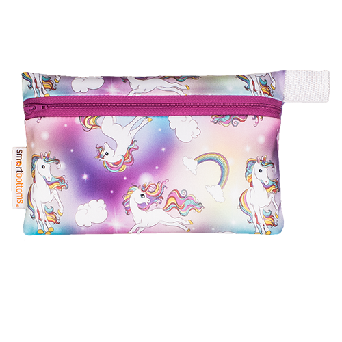 smart bottoms - mini wet bag - Chasing Rainbows - Unicorns and rainbows print bag - waterproof bag