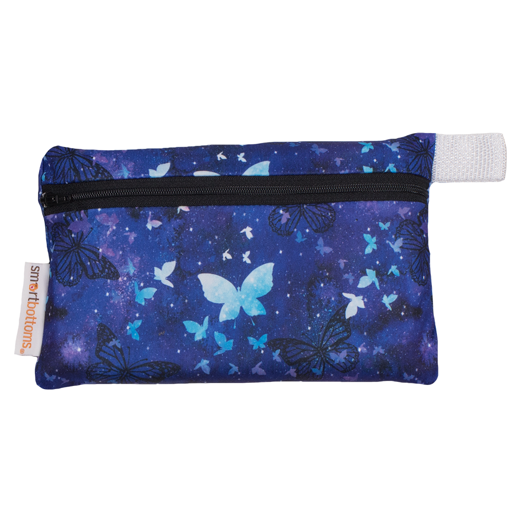 Smart Bottoms - mini wet bag - Little Wings - blue butterflies waterproof accessory bag