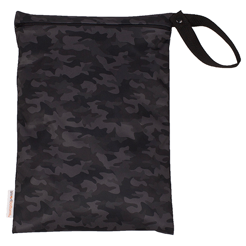 Smart Bottoms - On the Go wet bag - Incognito - waterproof cloth diaper bag - black camouflage print bag