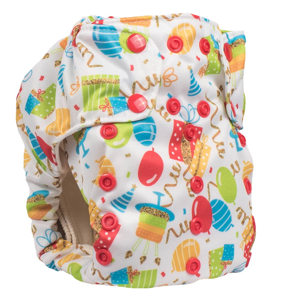 Smart Bottoms - Smart One 3.1 cloth diaper - Birthday Party - Balloons and streamers party print cloth diaper - organic cotton cloth diaper