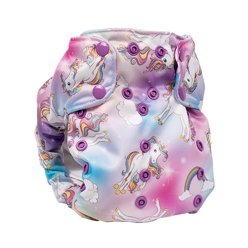 Smart Bottoms - Smart One 3.1 cloth diaper - all natural cloth diaper - Chasing Rainbows print - cute rainbows and unicorns cloth diaper print