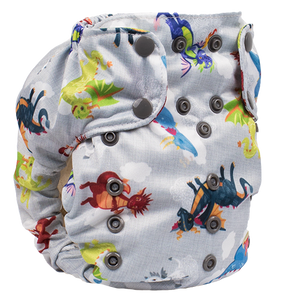 Smart Bottoms - Smart One 3.1 cloth diaper - all natural cloth diaper - Dragon Dreams print - cute dragons cloth diaper print 