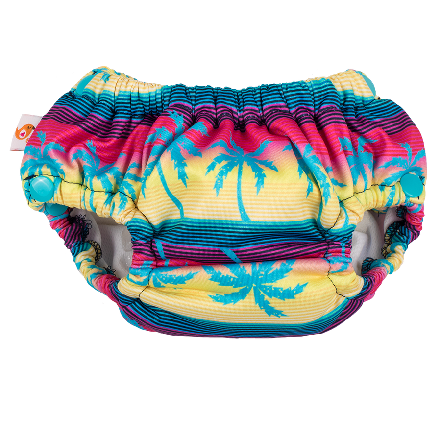 smart bottoms - swim diaper - Tropic Like It's Hot - Palm trees print swim diaper - reusable swim diaper
