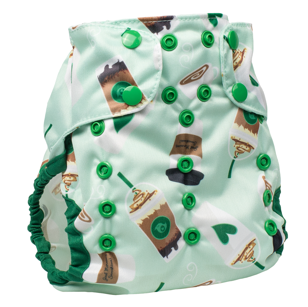 Smart Bottoms Cloth Diapers - Too Smart Diaper Cover - Daily Grind - Coffee diaper cover print