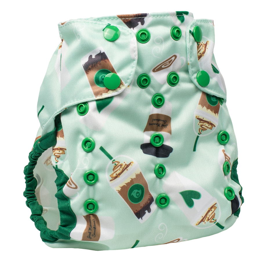 Smart Bottoms Cloth Diapers - Too Smart Diaper Cover - Daily Grind - Coffee diaper cover print