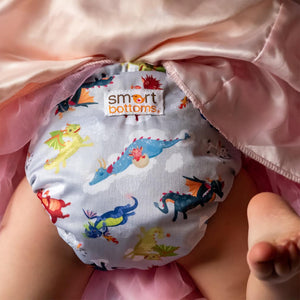 Too Smart Diaper Cover 2.0 - Dragon Dreams - Waterproof diaper cover - dragon print diaper cover