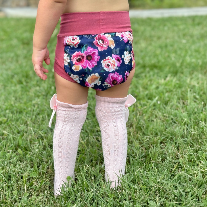 Pull-On Diaper - Petit Bouquet (Dusty Rose)
