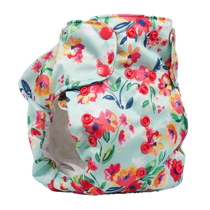 Smart Bottoms - Dream Diaper 2.0 cloth diaper - Aqua Floral print - organic cotton cloth diaper 