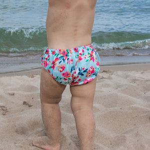 Lil' Swimmer 2.0 - Aqua Floral - smart bottoms - Swim Diaper
