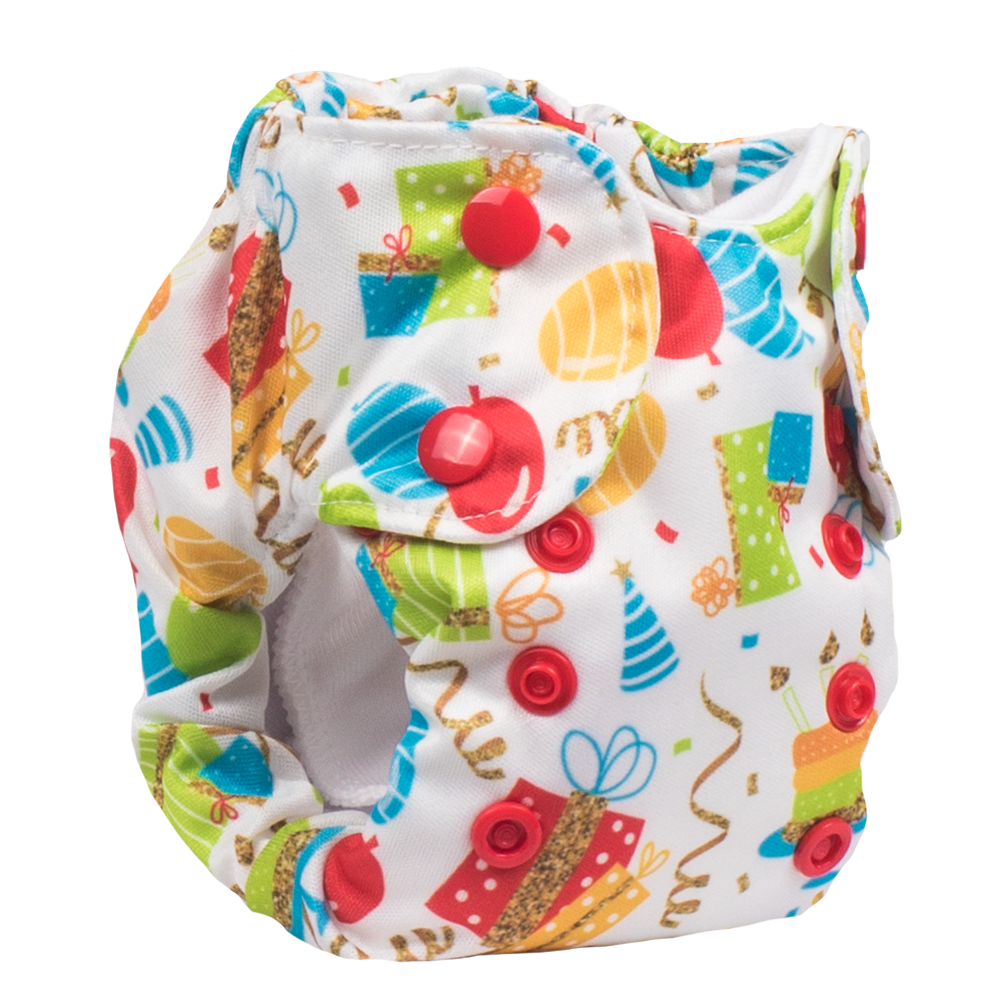 Smart Bottoms - Born Smart 2.0 newborn cloth diaper - Birthday Party - Balloons and streamers party print cloth diaper - organic cotton cloth diaper