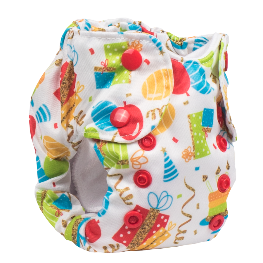 Smart Bottoms - Born Smart 2.0 newborn cloth diaper - Birthday Party - Balloons and streamers party print cloth diaper - organic cotton cloth diaper