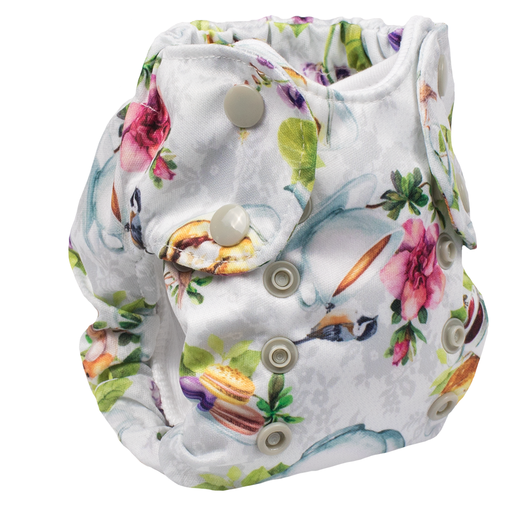 Smart Bottoms - Born Smart cloth diaper - Tea Party - English tea time print newborn cloth diaper
