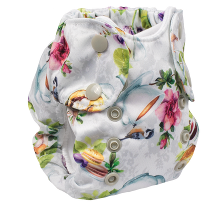 Smart Bottoms - Born Smart cloth diaper - Tea Party - English tea time print newborn cloth diaper
