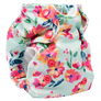 Smart Bottoms - Born Smart 2.0 newborn cloth diaper - Aqua Floral - blue and pink floral diaper print - organic cotton cloth diaper