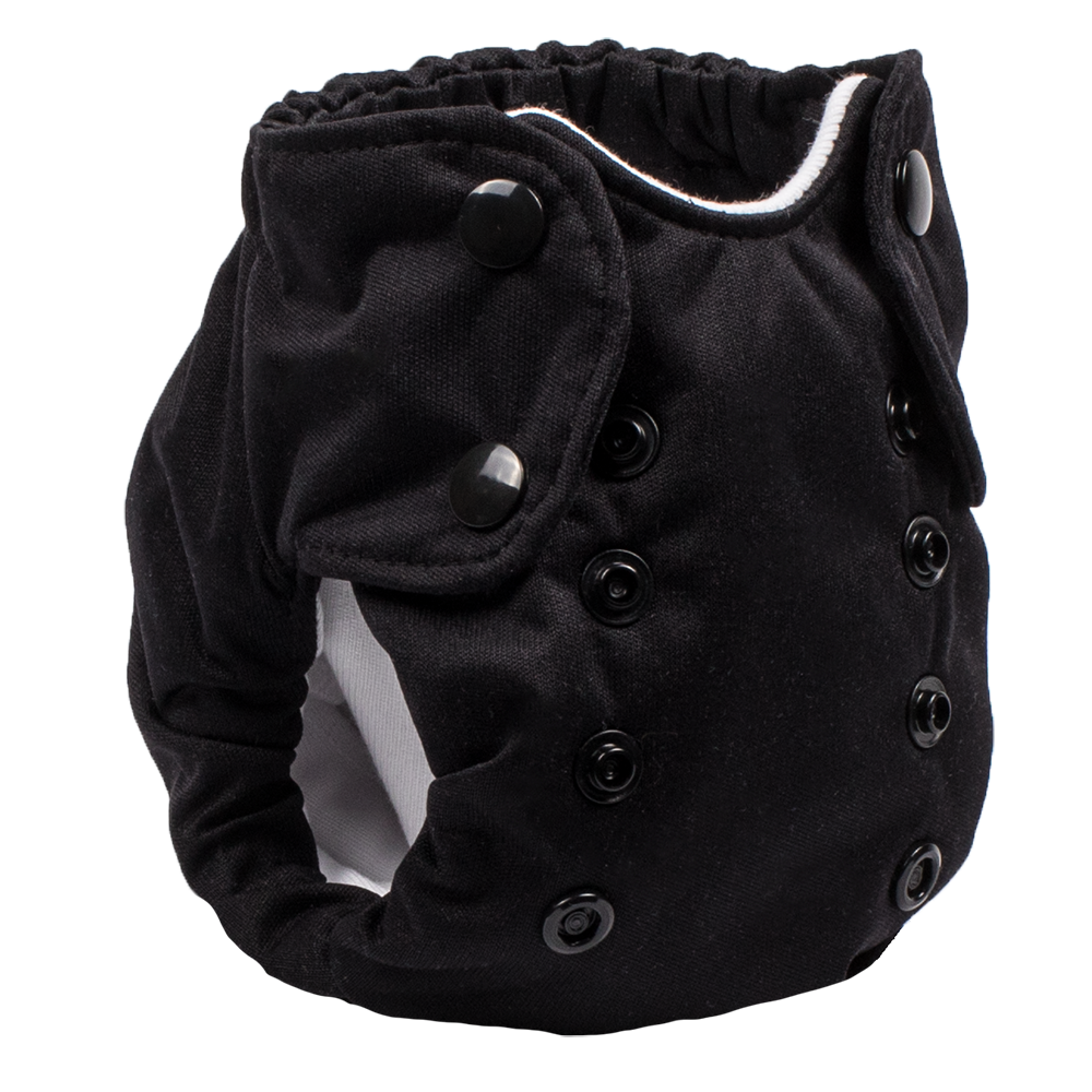 Smart Bottoms - Born Smart 2.0 newborn cloth diaper - Basic Black - Solid black newborn cloth diaper print - organic cotton cloth diaper
