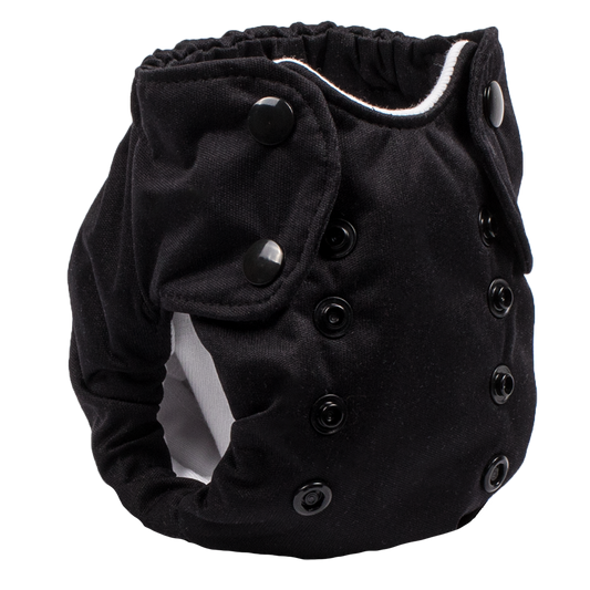 Smart Bottoms - Born Smart 2.0 newborn cloth diaper - Basic Black - Solid black newborn cloth diaper print - organic cotton cloth diaper