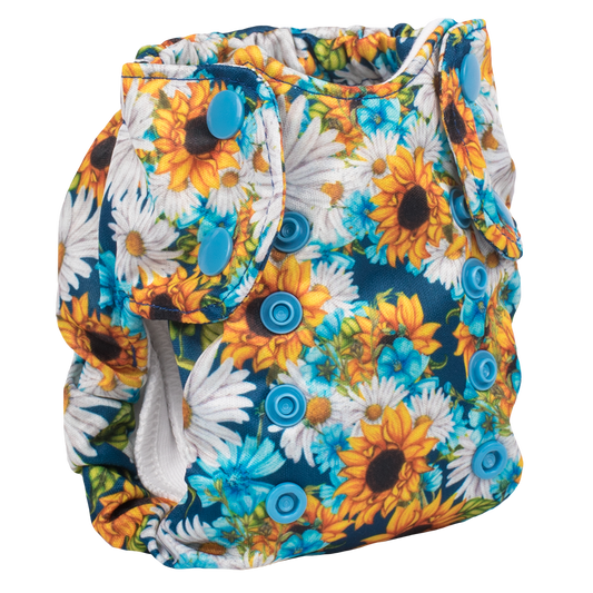 Smart Bottoms - newborn cloth diaper - Born Smart 2.0 - Sunflower print newborn cloth diaper