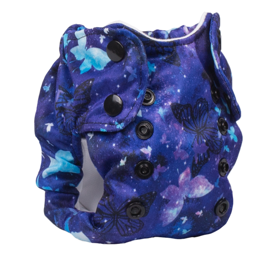Smart Bottoms - Newborn cloth diaper - Born Smart newborn cloth diaper - Little Wings - blue butterflies cotton cloth diaper
