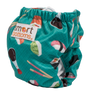 Smart Bottoms - Born Smart 2.0 newborn cloth diaper - You're My Soymate print cloth diaper -  Organic cotton cloth diaper - Teal green with sushi print cloth diaper