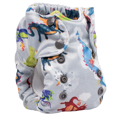 Smart Bottoms - Born Smart 2.0 newborn cloth diaper - Dragon Dreams  - Cute dragon print newborn cloth diaper print - organic cotton cloth diaper