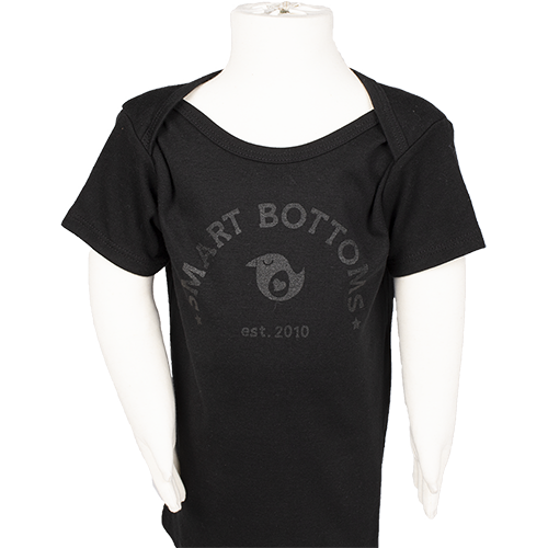 Baby T-Shirt - Black on Black Logo - smart bottoms - 100% organic cotton kids t-shirt