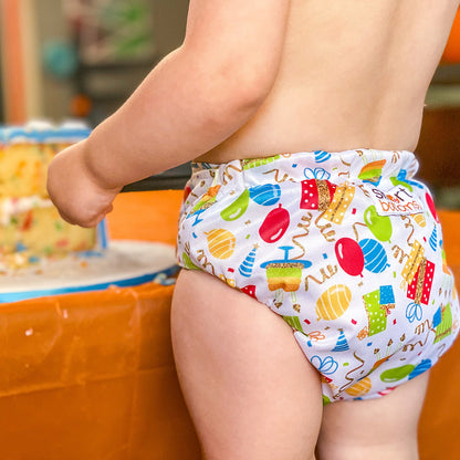 Smart Bottoms - Smart One 3.1 cloth diaper - Birthday Party - Balloons and streamers party print cloth diaper - organic cotton cloth diaper