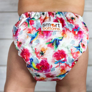 Smart Bottoms - Dream cloth diaper - Shimmer hummingbird and pink floral cloth diaper