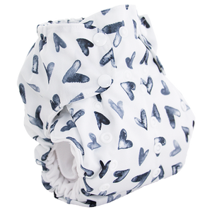 Dream Diaper 2.0 - Nurture - smart bottoms - black and white hearts cloth diaper