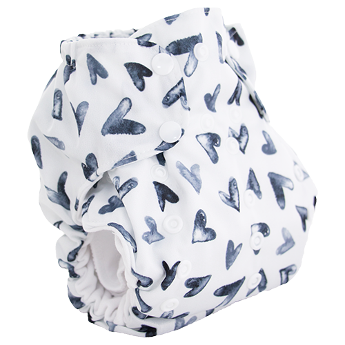 Dream Diaper 2.0 - Nurture - smart bottoms - black and white hearts cloth diaper