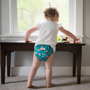 Smart Bottoms - Smart One 3.1 cloth diaper - all natural cloth diaper - You're My Soy-mate print - cute sushi diaper print - all natural cloth diaper 