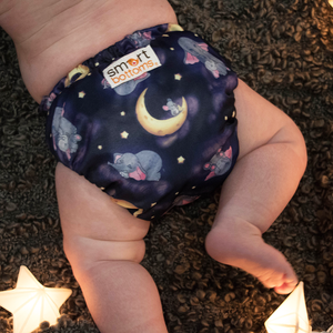 Smart Bottoms - Smart One 3.1 cloth diaper - all natural cloth diaper - Baby of Mine print - cute elephants with moon and mouse cloth diaper print 