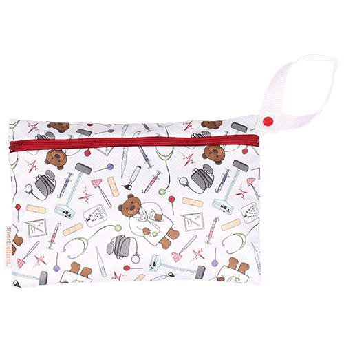 Smart Bottoms - Small Wet Bag - Doc print - cute medical print waterproof cloth diaper bag