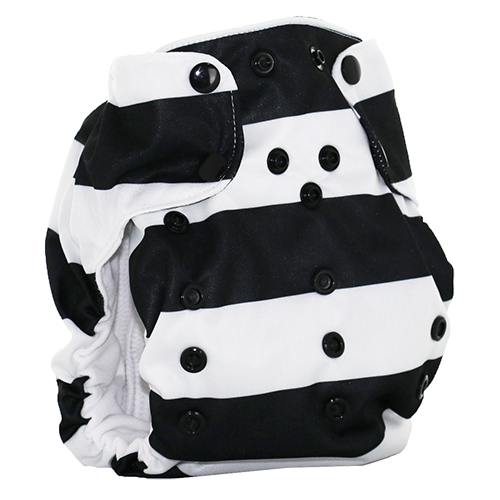Smart Bottoms - Dream Diaper 2.0 cloth diaper - Manhattan print cloth diaper -  Organic cotton cloth diaper - black and white stripe cloth diaper