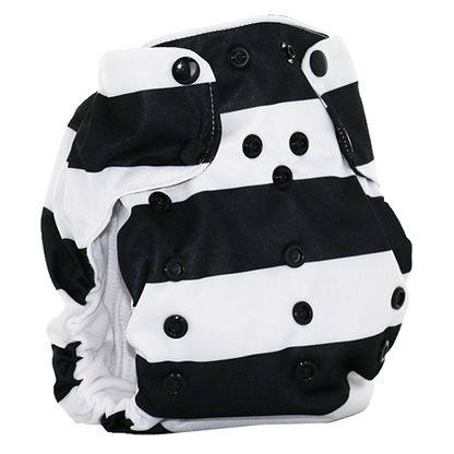 Smart Bottoms - Dream Diaper 2.0 cloth diaper - Manhattan print cloth diaper -  Organic cotton cloth diaper - black and white stripe cloth diaper