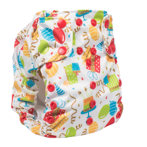 Smart Bottoms - Dream Diaper cloth diaper - Birthday Party - Balloons and streamers party print cloth diaper - organic cotton cloth diaper