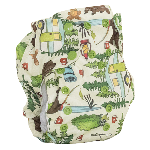 Smart Bottoms - Dream Diaper 2.0 cloth diaper - Campfire Tails animal print - organic cotton cloth diaper 