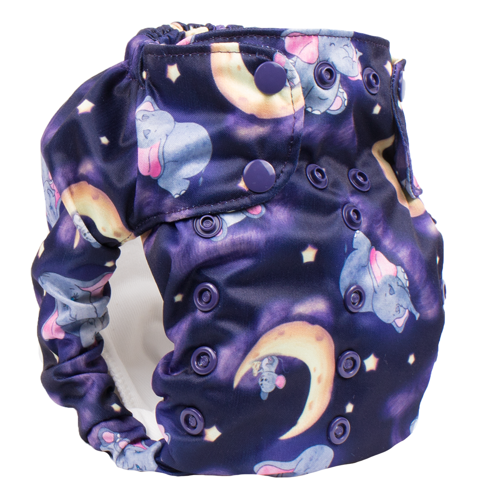 Smart Bottoms - Dream Diaper 2.0 cloth diaper - Baby of Mine print cloth diaper -  Organic cotton cloth diaper - cute elephants with mouse and moon print cloth diaper