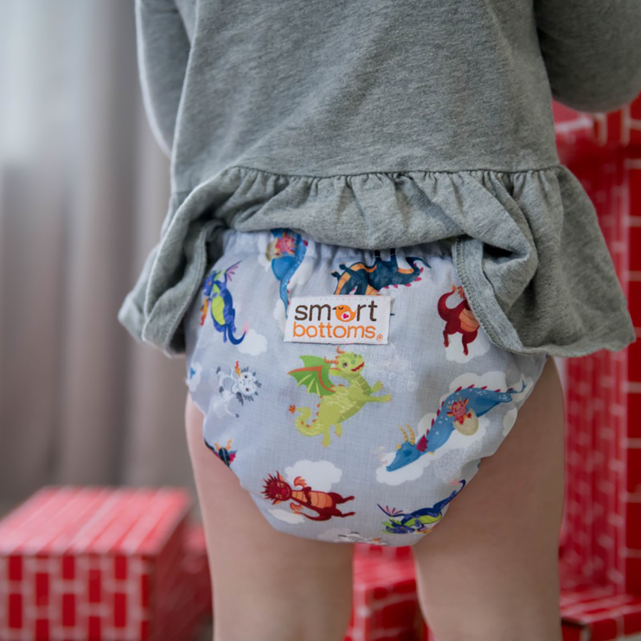 Smart Bottoms - Dream Diaper 2.0 cloth diaper - Dragon Dreams print - organic cotton cloth diaper  - cute dragons cloth diaper