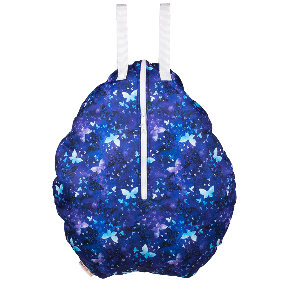 Smart Bottoms - hanging wet bag - Little Wings - blue butterflies waterproof cloth diaper laundry bag