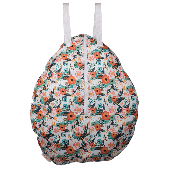 Smart Bottoms - Hanging Wet Bag - cloth diaper storage bag - waterproof cloth diaper bag - Ginny print - orange poppy floral print