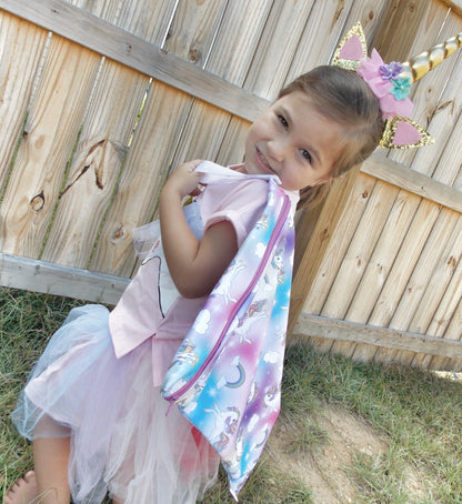 Smart Bottoms - On the Go wet bag - Chasing Rainbows - waterproof cloth diaper bag - Rainbows and unicorns print bag