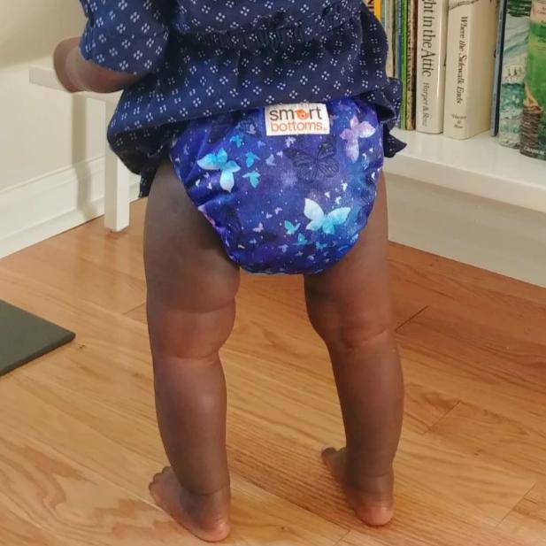 Smart Bottoms - Smart One cloth diaper - Little Wings - blue butterflies cotton cloth diaper