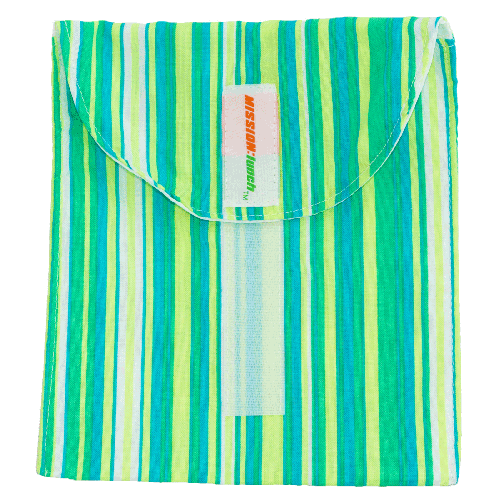 Smart Bottoms - Reusable Sandwich Bag - Caribbean Stripe - Green and yellow print
