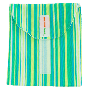 Smart Bottoms - Reusable Sandwich Bag - Caribbean Stripe - Green and yellow print