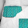 Smart Bottoms - mattress pad - You're My Soymate print - absorbent mattress pad protector - waterproof mattress pad - teal green with sushi print mattress pad protector - potty training mattress pad
